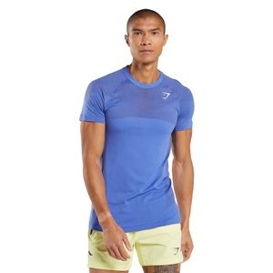 GYMSHARK Apex Seamless T Shirt Slim Fit Short Sleeve Active Gym Tee Blue XXL